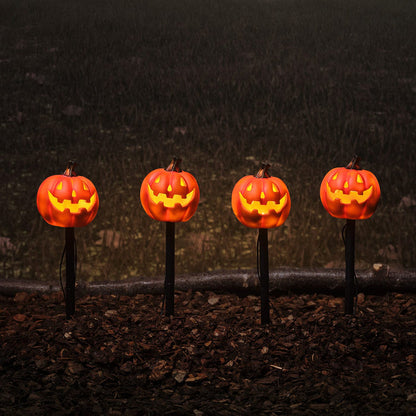 Set of 4 Halloween Pumpkin Stake Lights