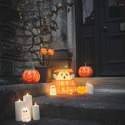 Set of 4 Halloween Pumpkin Stake Lights