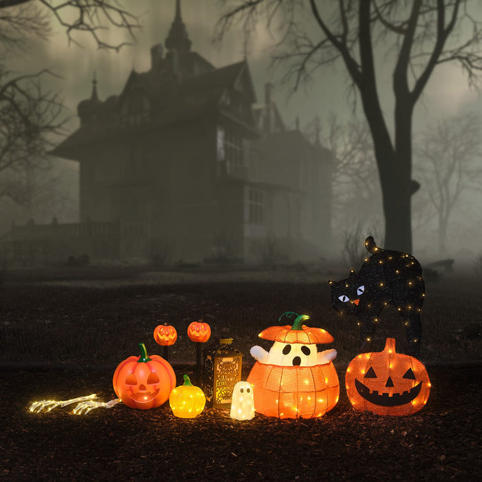 Set of 4 Halloween Pumpkin Stake Lights