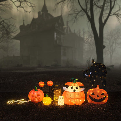 Set of 4 Halloween Pumpkin Stake Lights