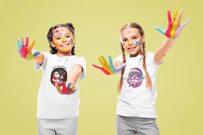 Rockin' Santa: Don't Stop Believin' in Holiday Cheer! Kids Softstyle Tee - Whippie's