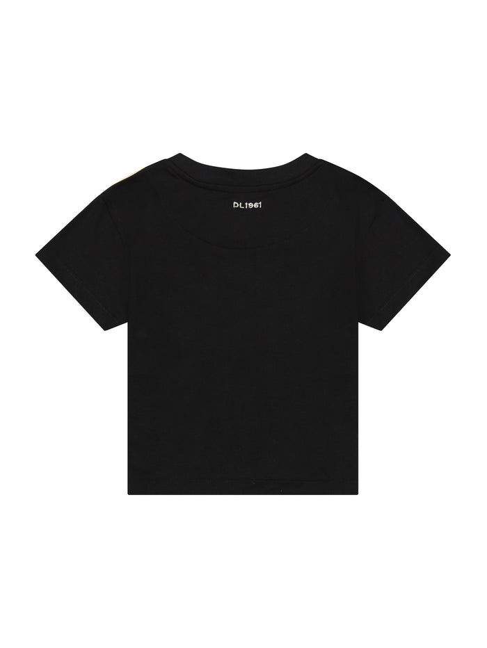 DL1961 kids' Short Sleeve Tee in black, flat back view.