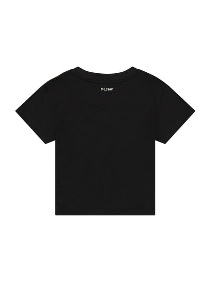 DL1961 kids' Short Sleeve Tee in black, flat back view.