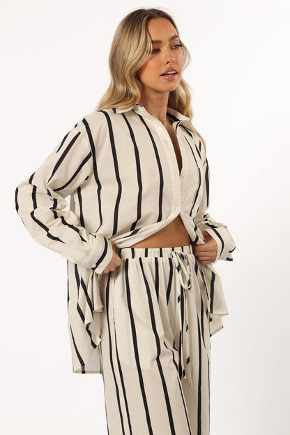 Petal and Pup USA TOPS Silvia Button Down Shirt - Cream Stripe