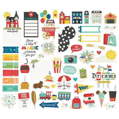 Simple Stories - Say Cheese Fantasy At The Park - Bits & Pieces Die-Cuts - 53/Pk. This package includes 53 Die Cut Cardstock Pieces. Die-Cuts are a great addition to scrapbook pages, greeting cards and more! Made in USA. Embellish Away located in Bowmanville Ontario Canada.