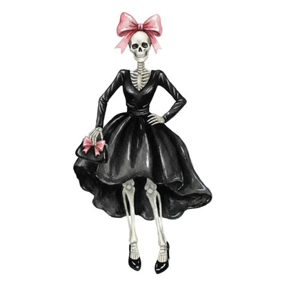 Skeleton Fashionista V-Neck Ladies Long Sleeve T-shirt