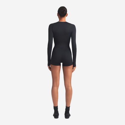 Nike SKIMS AIRY LONG SLEEVE ONESIE OBSIDIAN