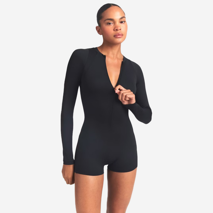 Nike SKIMS AIRY LONG SLEEVE ONESIE OBSIDIAN