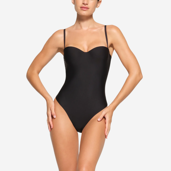 SKIMS BODY UNDERWIRE THONG BODYSUIT ONYX