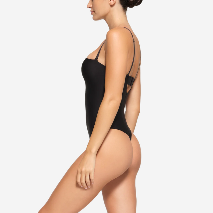 SKIMS BODY UNDERWIRE THONG BODYSUIT ONYX