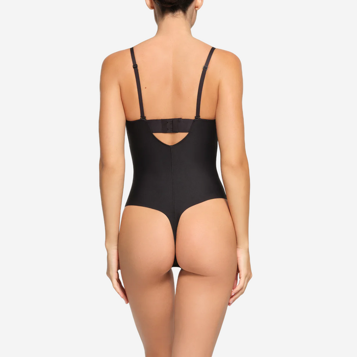 SKIMS BODY UNDERWIRE THONG BODYSUIT ONYX