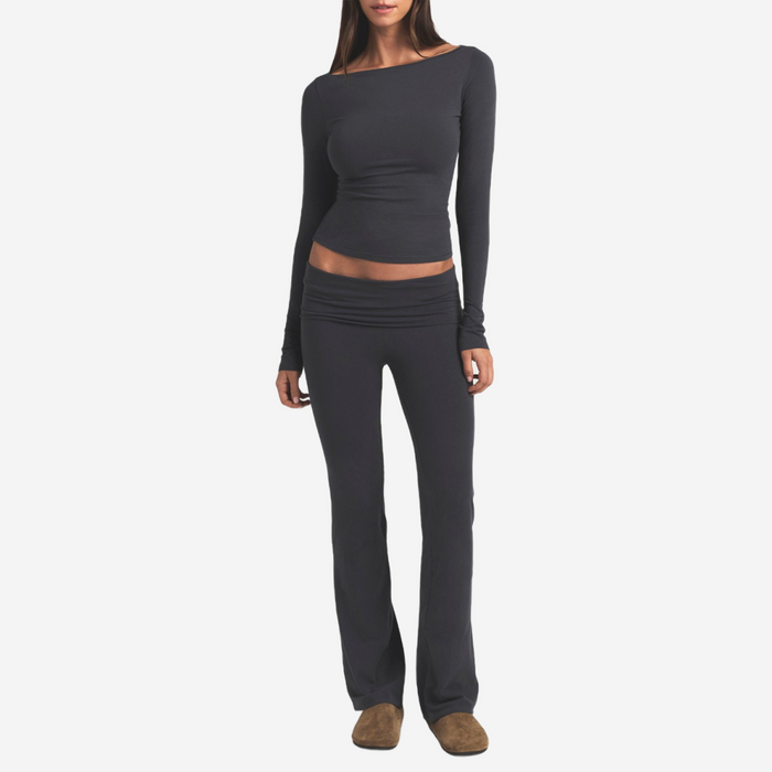 SKIMS Cotton Jersey Foldover Pants Ash