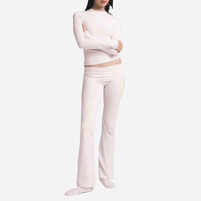 SKIMS COTTON JERSEY FOLDOVER PANTS BARELY PINK