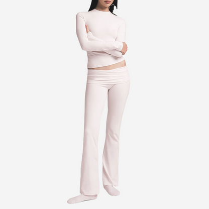 SKIMS COTTON JERSEY FOLDOVER PANTS BARELY PINK