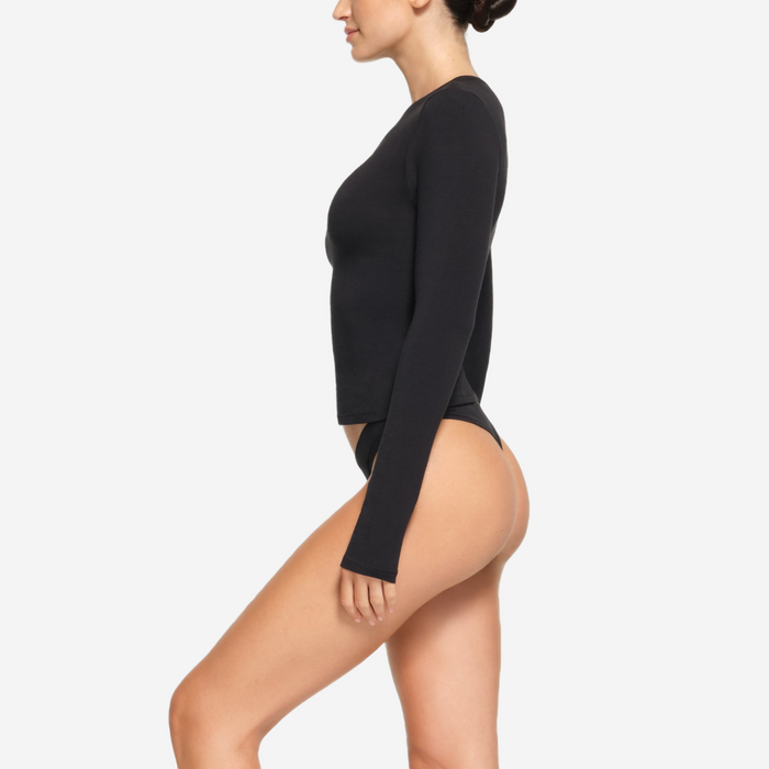 SKIMS COTTON JERSEY LONG SLEEVE T-SHIRT SOOT