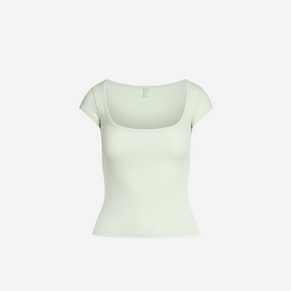 SKIMS COTTON JERSEY SCOOP NECK T-SHIRT SPEARMINT