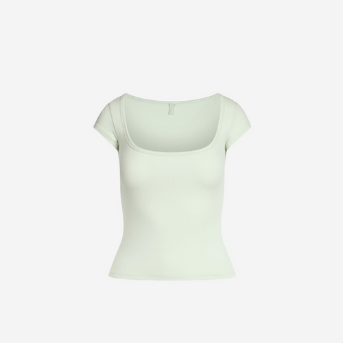SKIMS COTTON JERSEY SCOOP NECK T-SHIRT SPEARMINT