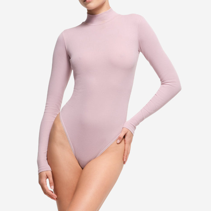 SKIMS COTTON RIB TURTLENECK BODYSUIT DUSK