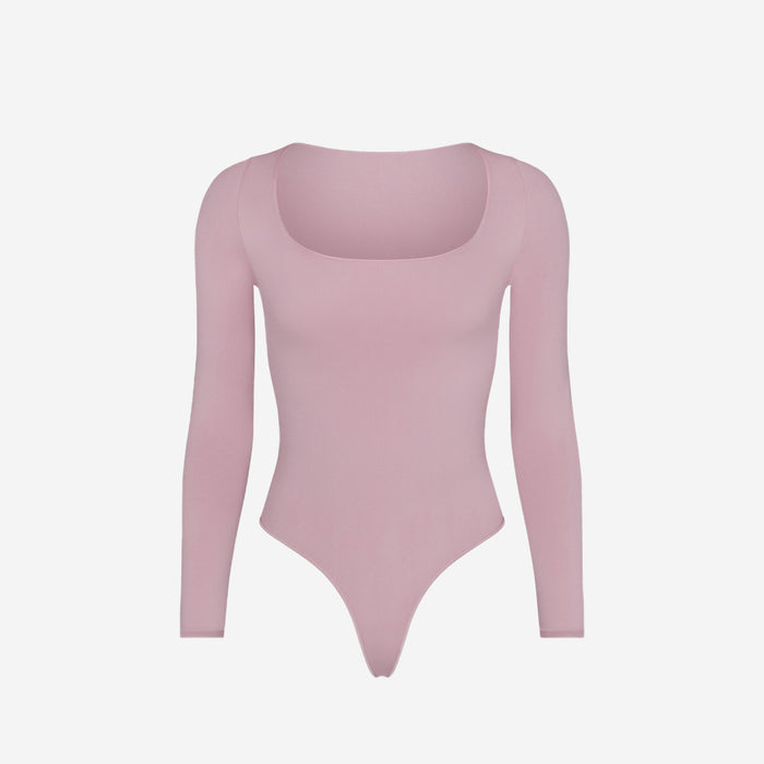 SKIMS ESSENTIAL LONG SLEEVE SCOOP NECK BODYSUIT DUSK