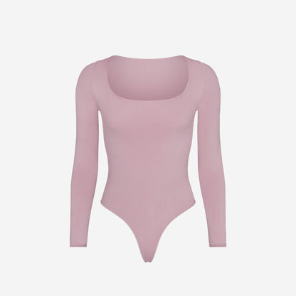 SKIMS ESSENTIAL LONG SLEEVE SCOOP NECK BODYSUIT DUSK