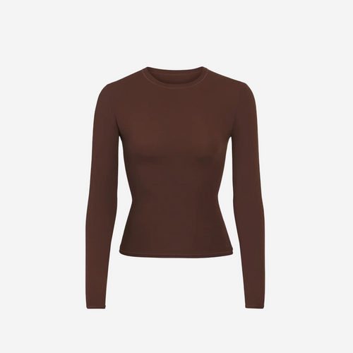 SKIMS FITS EVERYBODY LONG SLEEVE T-SHIRT COCOA
