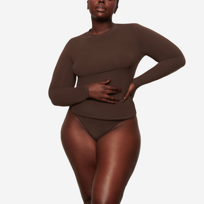 SKIMS FITS EVERYBODY LONG SLEEVE T-SHIRT COCOA