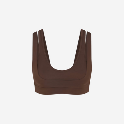 Nike SKIMS MATTE DOUBLE STRAP SCOOP BRA DARK SEPIA