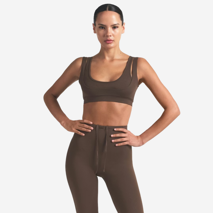 Nike SKIMS MATTE DOUBLE STRAP SCOOP BRA DARK SEPIA