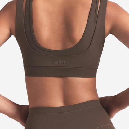 Nike SKIMS MATTE DOUBLE STRAP SCOOP BRA DARK SEPIA