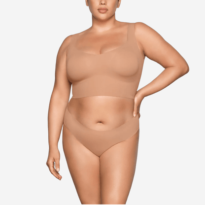 SKIMS NAKED PLUNGE LONGLINE BRALETTE OCHRE