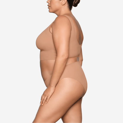 SKIMS NAKED PLUNGE LONGLINE BRALETTE OCHRE