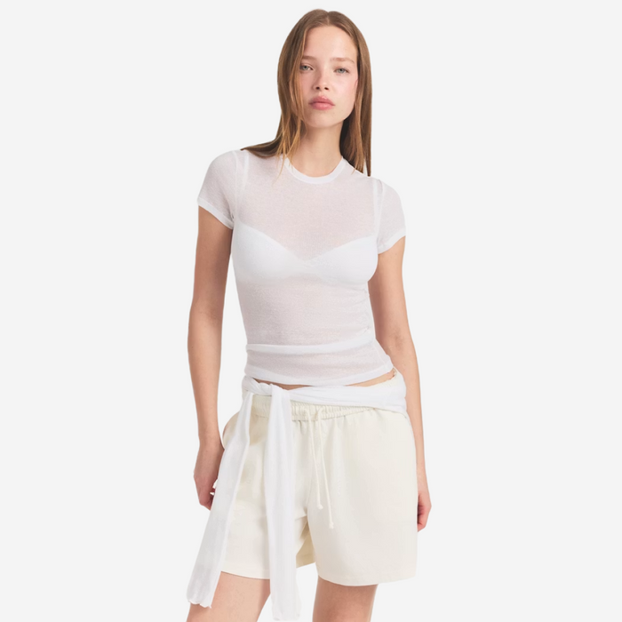 SKIMS Sheer Stretch-Jersey T-Shirt Snow