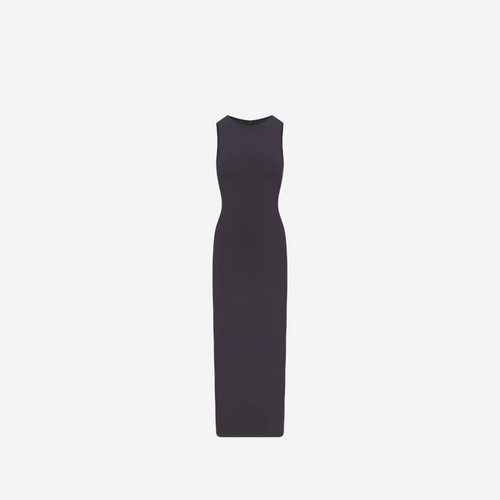 SKIMS SMOOTH LAYERS LONG BOAT NECK DRESS GRAPHITE