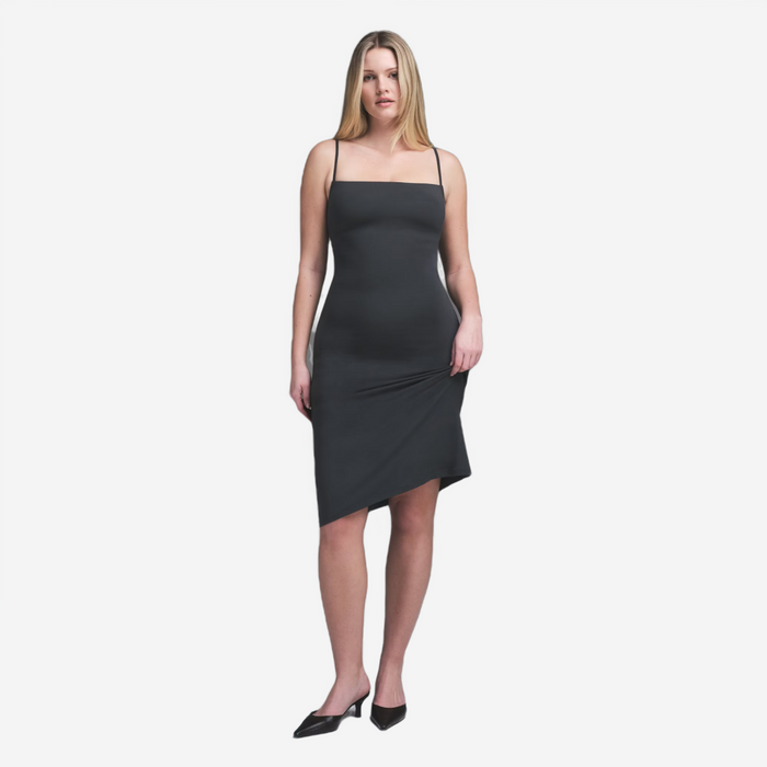 SKIMS SMOOTH LAYERS MIDI DRESS GRAPHITE
