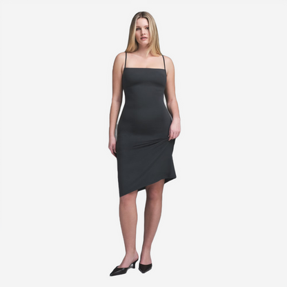 SKIMS SMOOTH LAYERS MIDI DRESS GRAPHITE