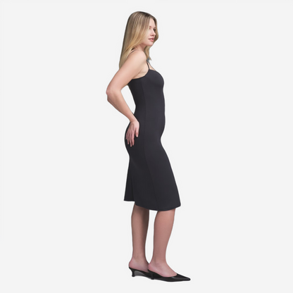SKIMS SMOOTH LAYERS MIDI DRESS GRAPHITE