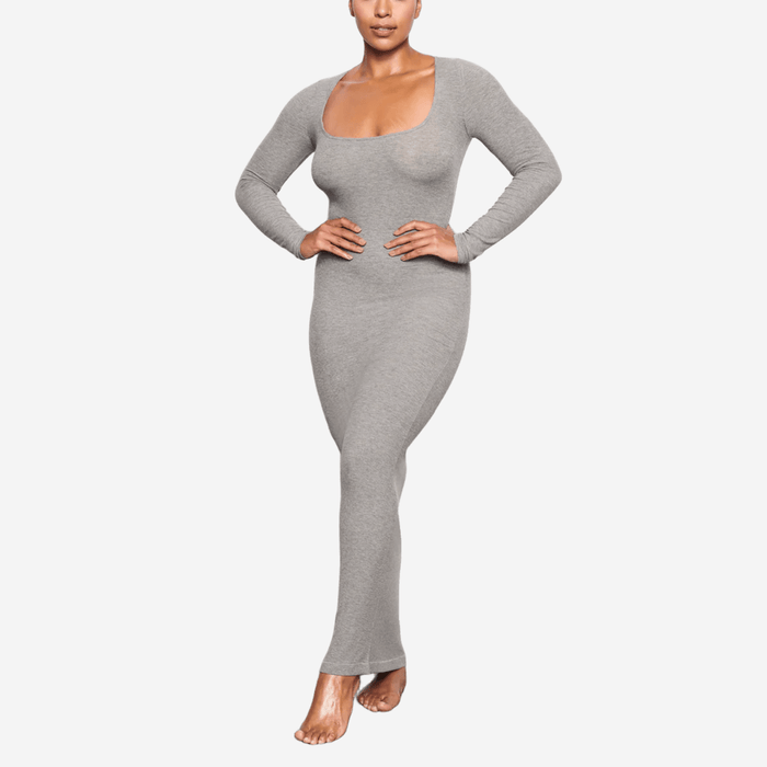 SKIMS SOFT LOUNGE LONG SLEEVE DRESS GRAY