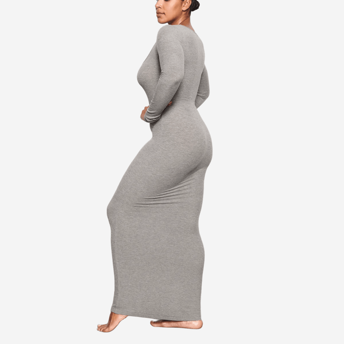 SKIMS SOFT LOUNGE LONG SLEEVE DRESS GRAY