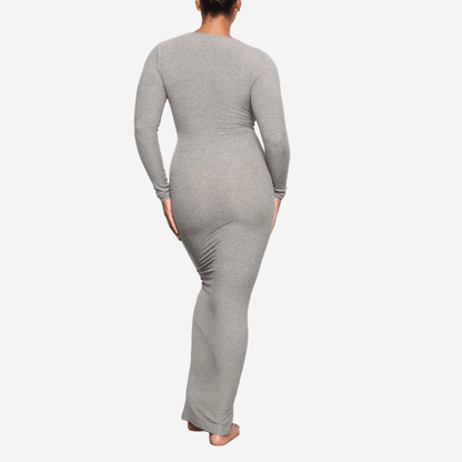 SKIMS SOFT LOUNGE LONG SLEEVE DRESS GRAY