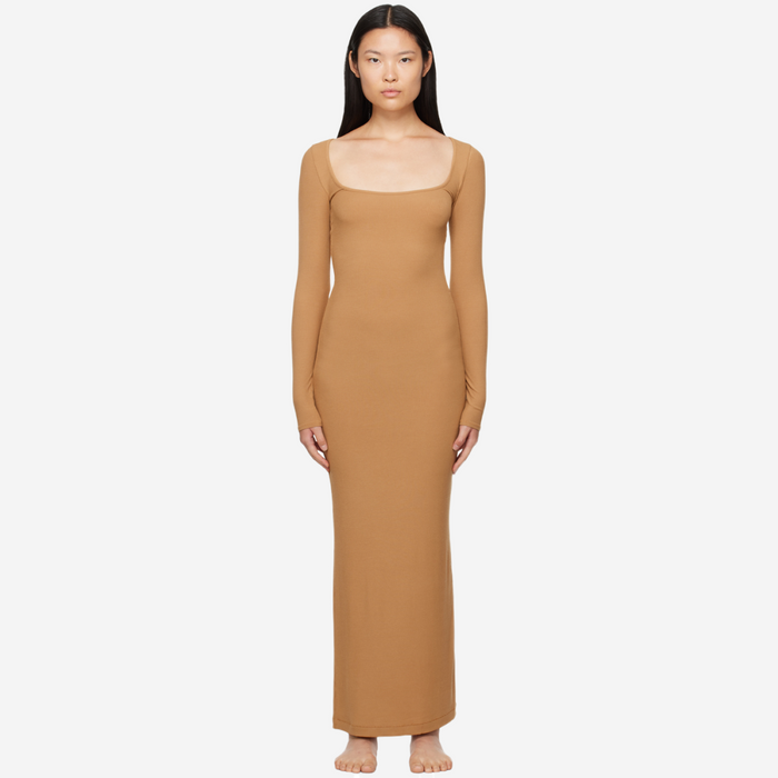 SKIMS Soft Lounge Long Sleeve Dress Tan
