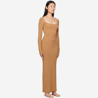 SKIMS Soft Lounge Long Sleeve Dress Tan