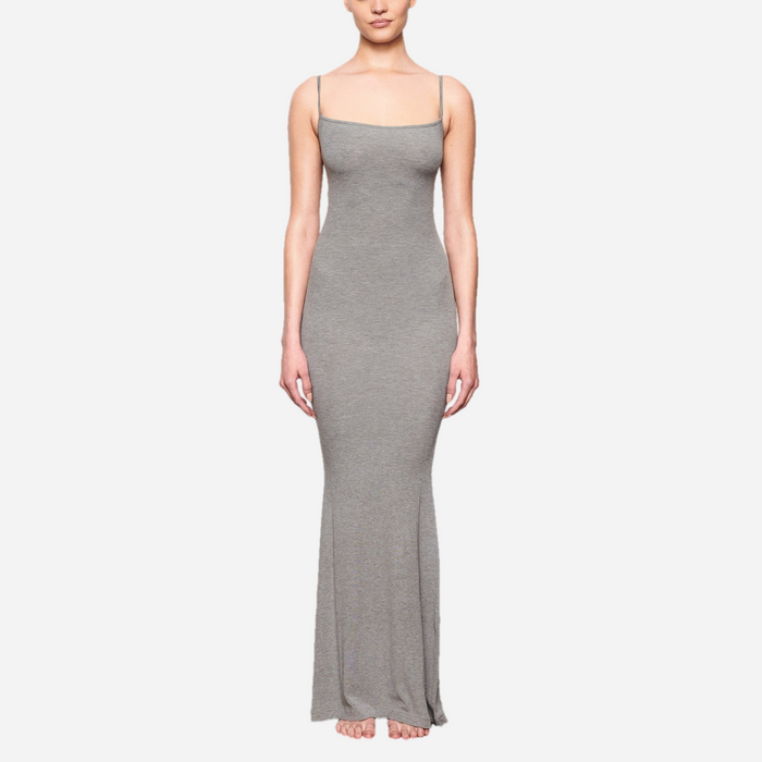SKIMS SOFT LOUNGE LONG SLIP DRESS GRAY