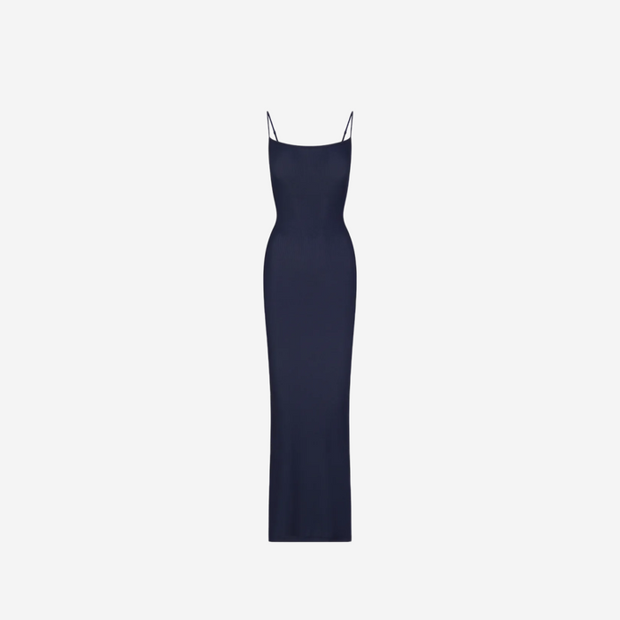 SKIMS SOFT LOUNGE LONG SLIP DRESS NAVY