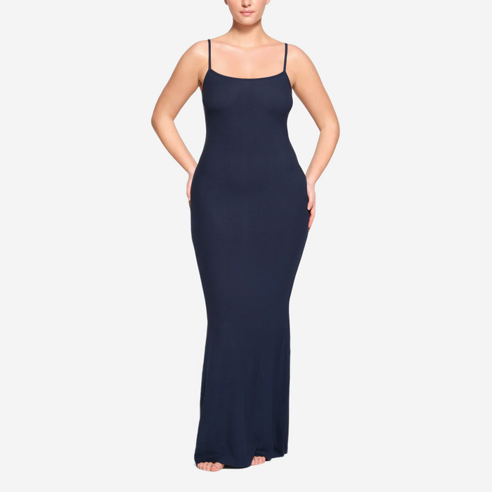 SKIMS SOFT LOUNGE LONG SLIP DRESS NAVY