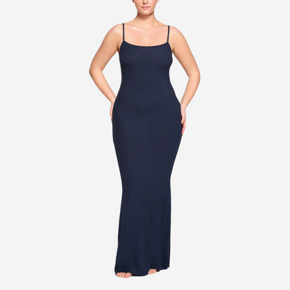 SKIMS SOFT LOUNGE LONG SLIP DRESS NAVY