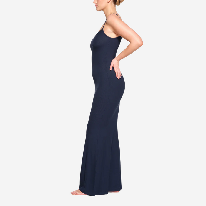 SKIMS SOFT LOUNGE LONG SLIP DRESS NAVY
