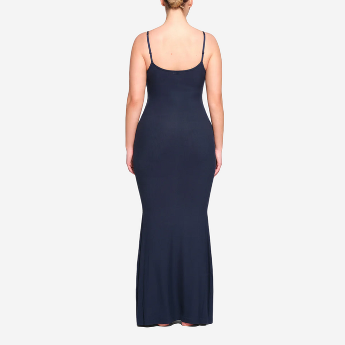 SKIMS SOFT LOUNGE LONG SLIP DRESS NAVY