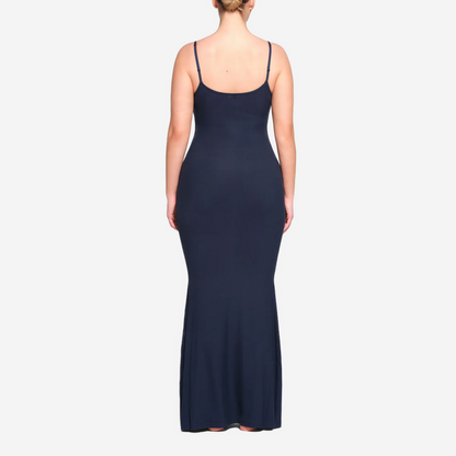 SKIMS SOFT LOUNGE LONG SLIP DRESS NAVY