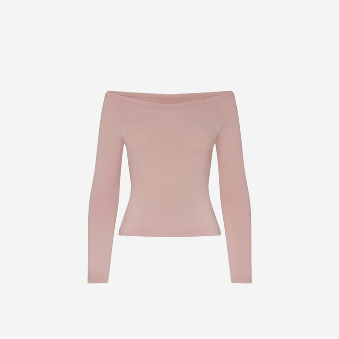 Nike SKIMS STRETCH KNIT LONG SLEEVE BOATNECK TOP HIMALAYAN