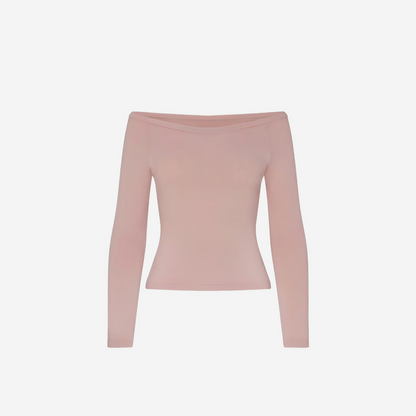 Nike SKIMS STRETCH KNIT LONG SLEEVE BOATNECK TOP HIMALAYAN
